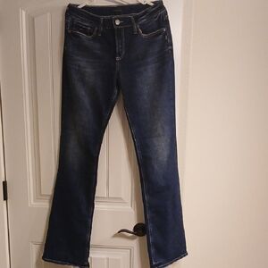 Womens Silver  Dark Blue Flare Jeans Suki Bootcut  W 30 L 35